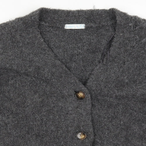 Primark Womens Grey V-Neck  Polyester Cardigan Jumper Size 14