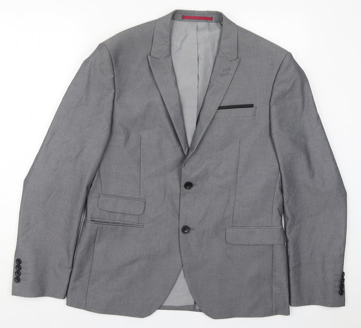 George Mens Grey Polyester Jacket Suit Jacket Size 40