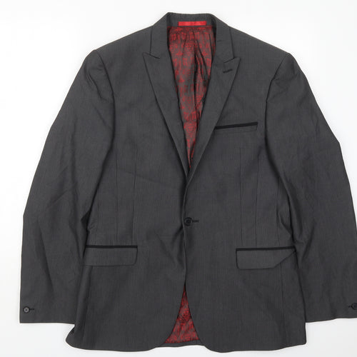 Red Herring Mens Grey Striped Polyester Jacket Suit Jacket Size 40