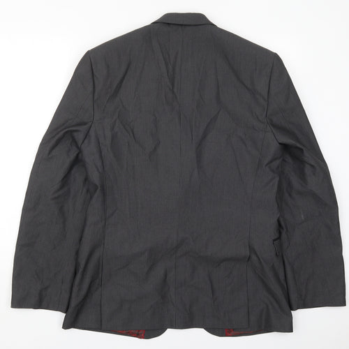 Red Herring Mens Grey Striped Polyester Jacket Suit Jacket Size 40