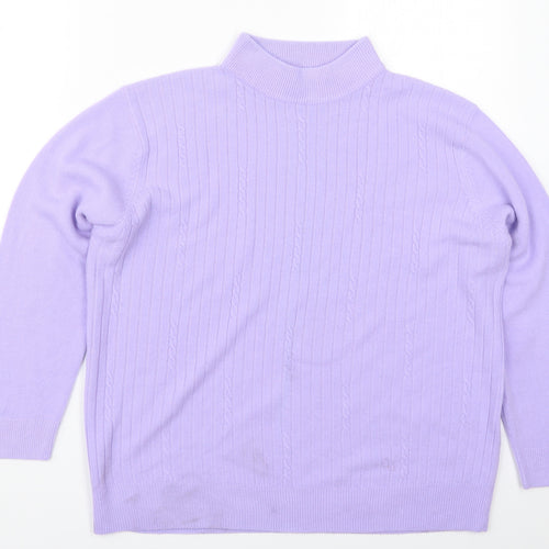 Bonmarché Womens Purple Mock Neck  Acrylic Pullover Jumper Size L