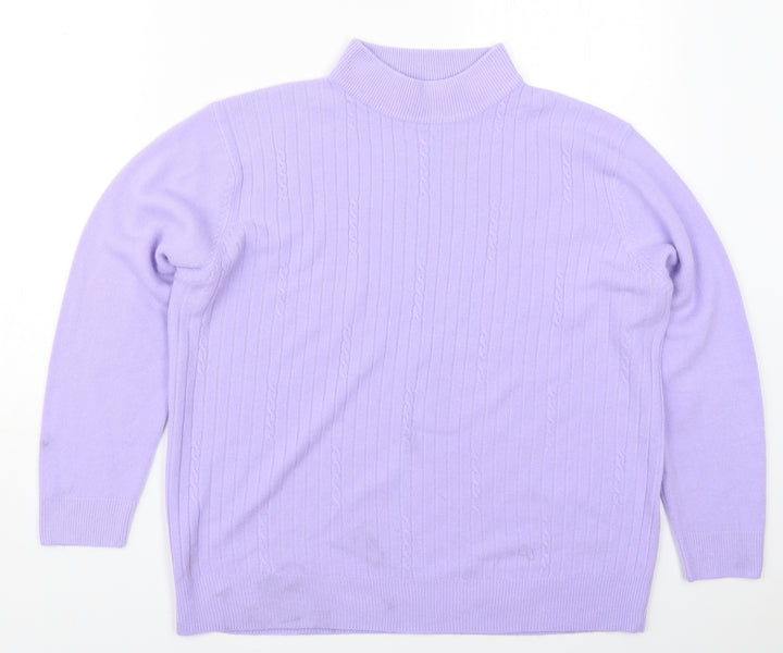 Bonmarché Womens Purple Mock Neck Acrylic Pullover Jumper Size L