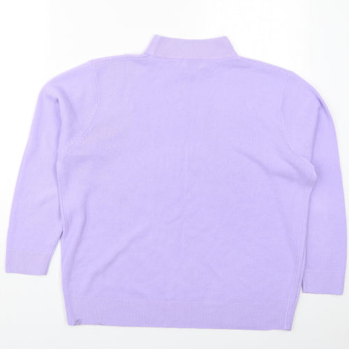 Bonmarché Womens Purple Mock Neck  Acrylic Pullover Jumper Size L