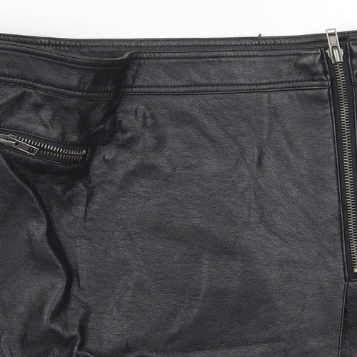 New Look Womens Black  Polyurethane A-Line Skirt Size 8   Zip