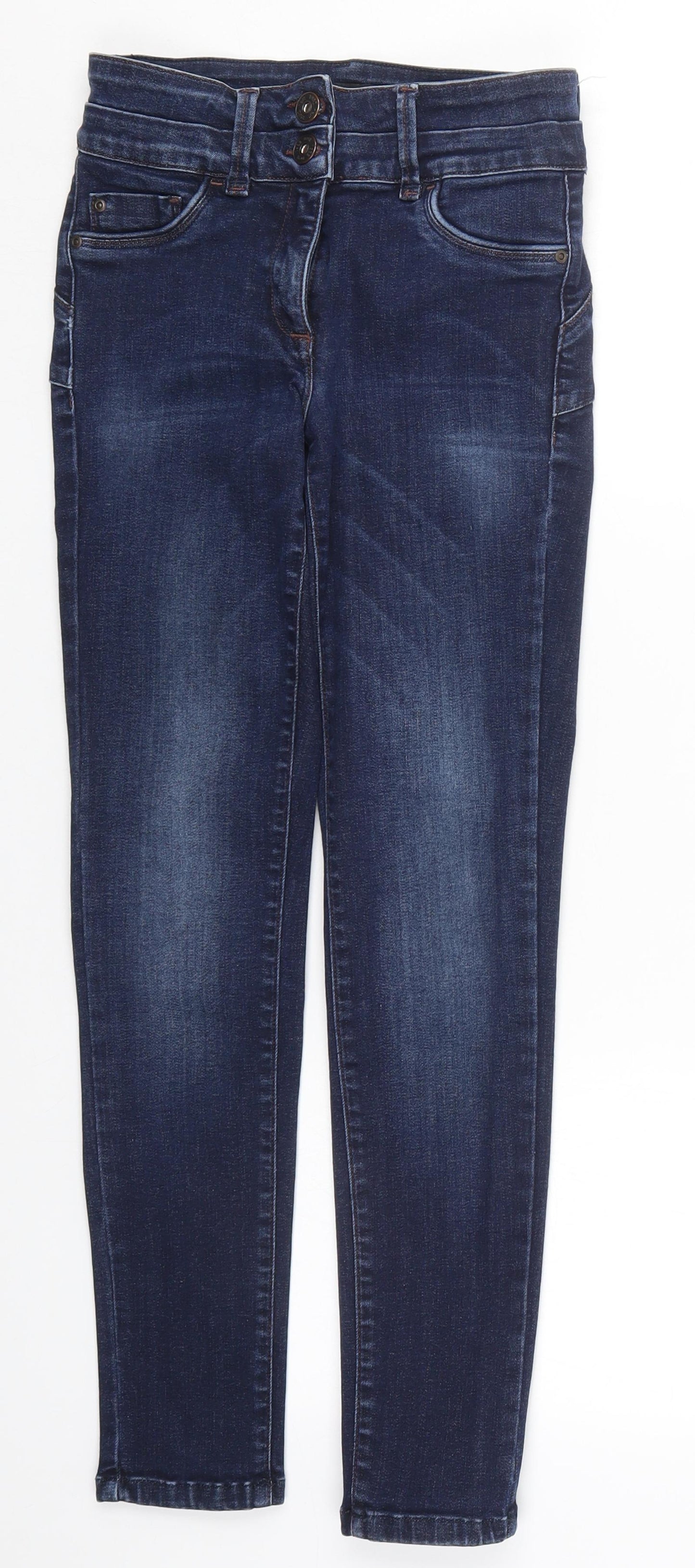 NEXT Womens Blue  Cotton Skinny Jeans Size 8 L27 in Regular Button