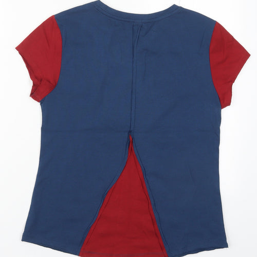 Preworn Womens Blue Colourblock Cotton Basic T-Shirt Size S Round Neck - Marvel Superhero Top