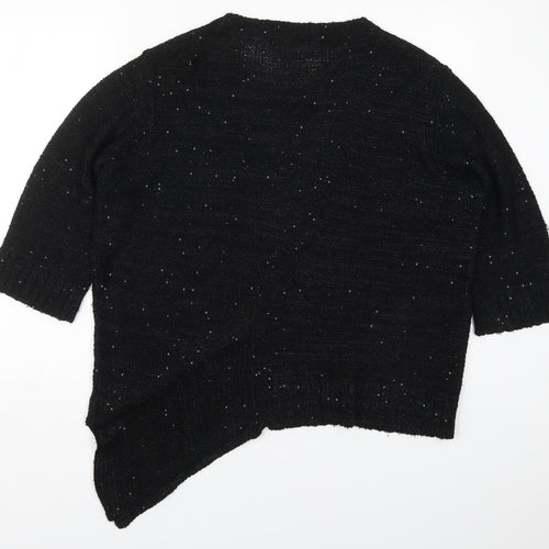 Virtuelle Womens Black Round Neck  Acrylic Pullover Jumper Size M