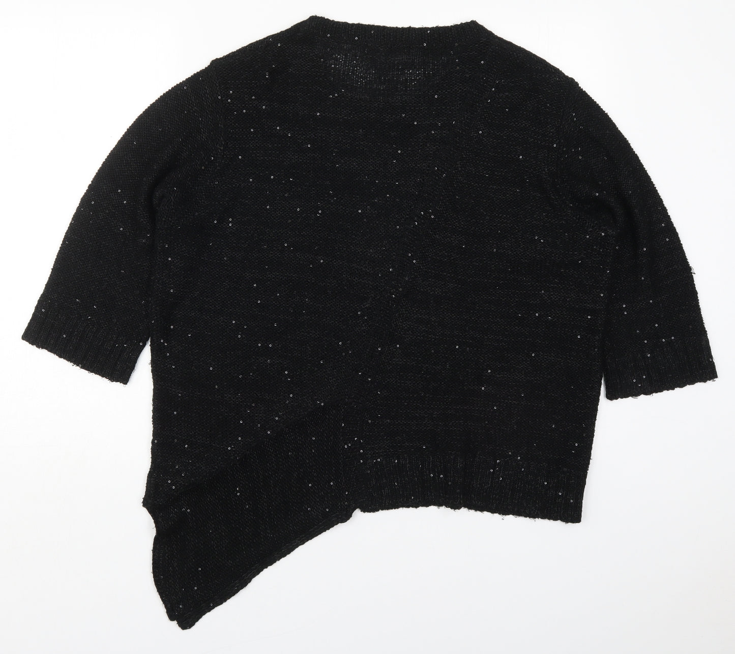 Virtuelle Womens Black Round Neck  Acrylic Pullover Jumper Size M
