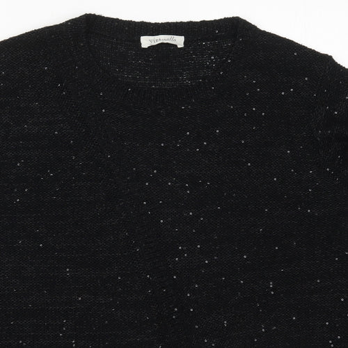 Virtuelle Womens Black Round Neck  Acrylic Pullover Jumper Size M