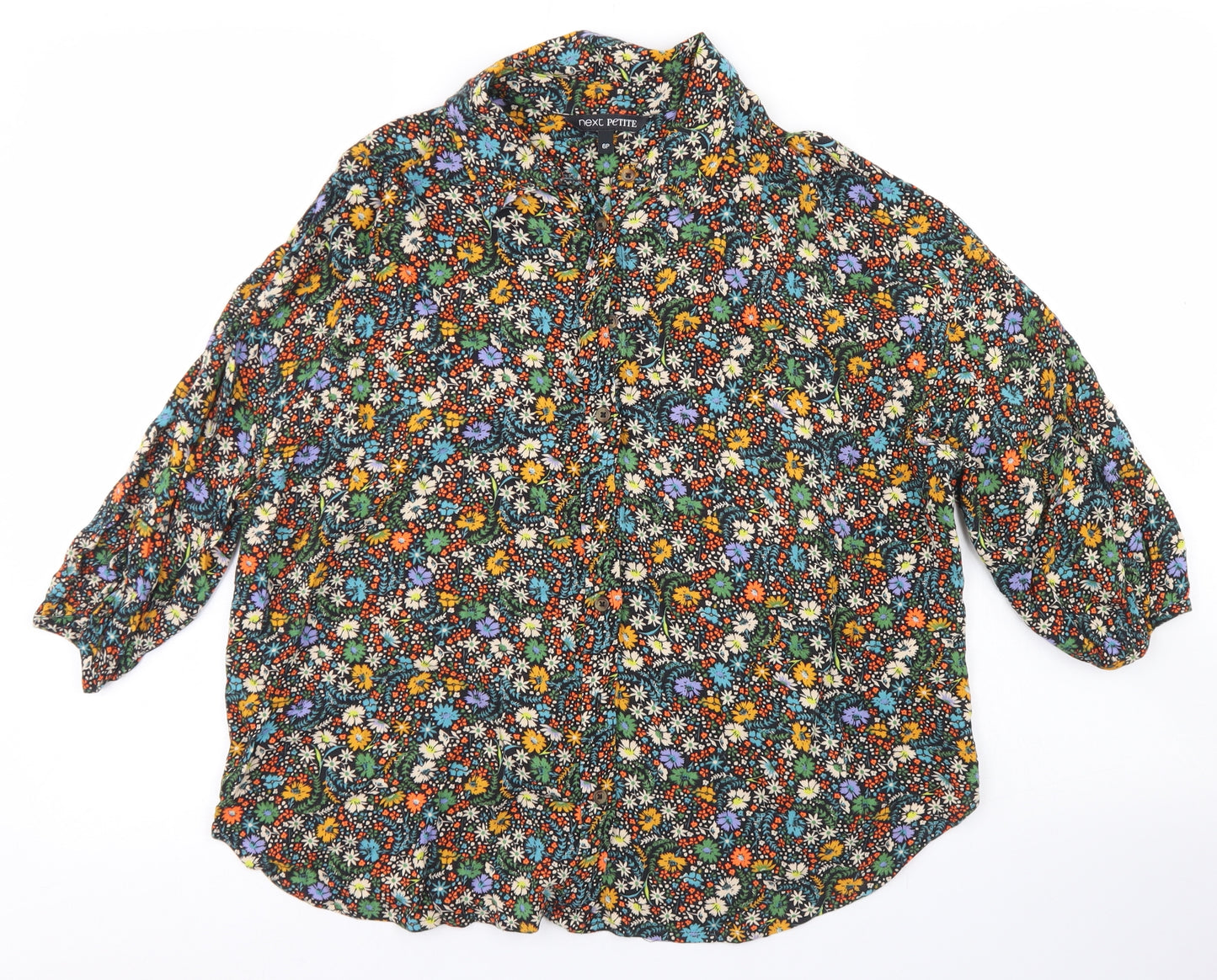 NEXT Womens Multicoloured Floral Viscose Basic Blouse Size 6 Collared