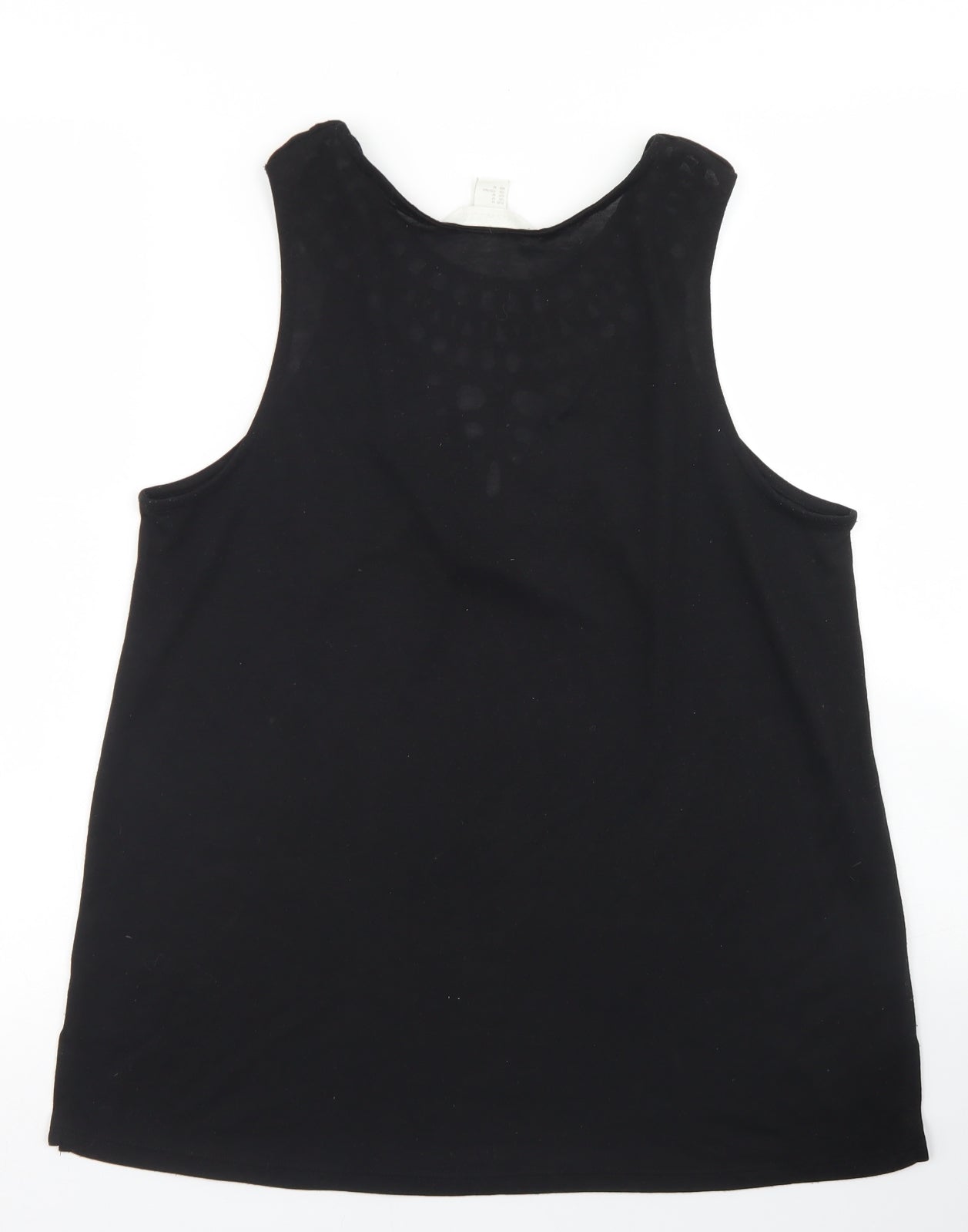 H&M Womens Black  Polyester Basic Tank Size M Round Neck - Crochet Neckline