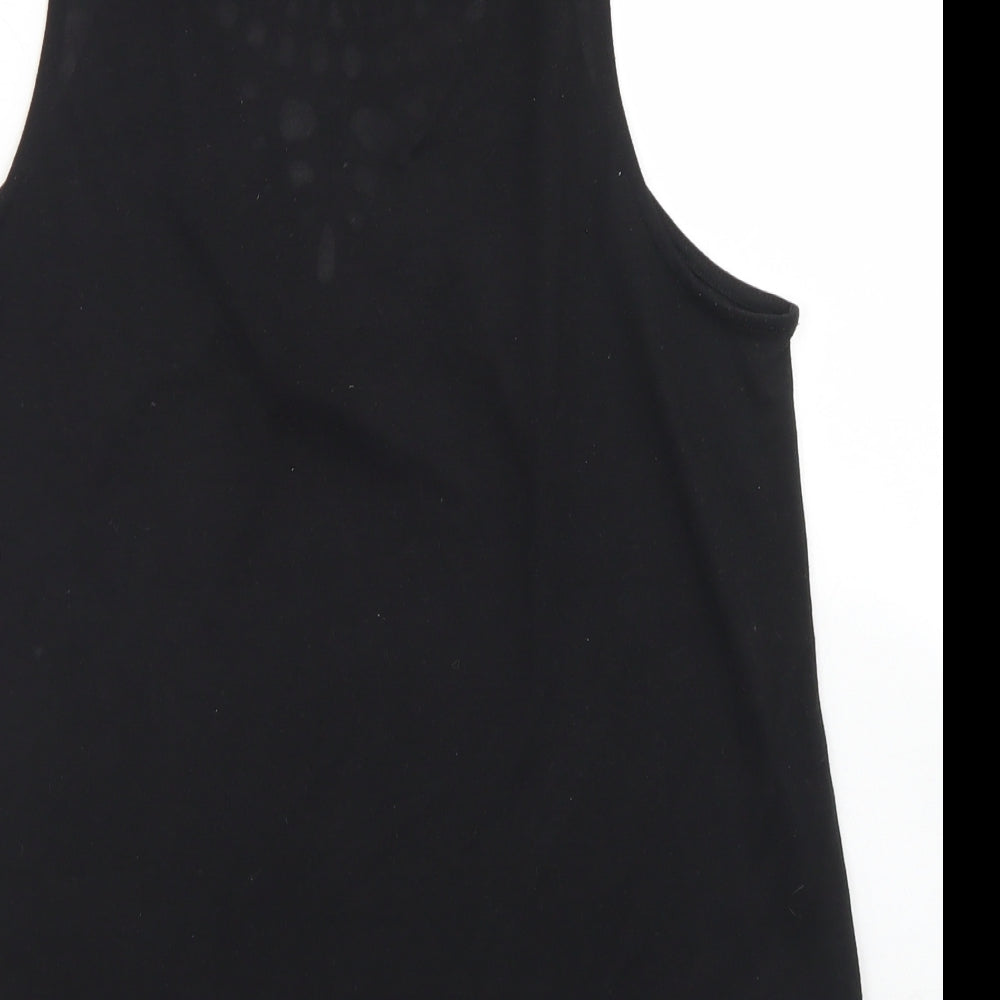 H&M Womens Black  Polyester Basic Tank Size M Round Neck - Crochet Neckline