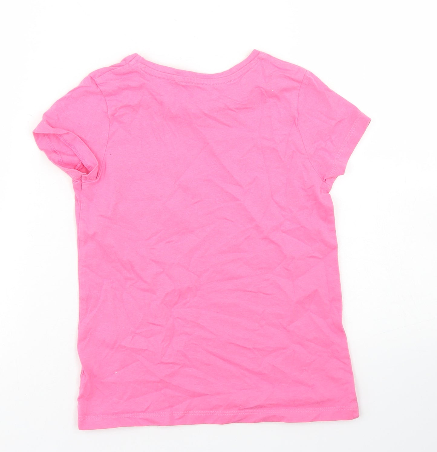 George Girls Pink  Cotton Basic T-Shirt Size 5 Years Crew Neck  - Chest Pocket