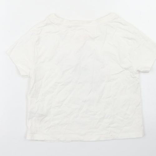 NEXT Girls White  Cotton Basic T-Shirt Size 3 Years Crew Neck  - Selfies for days