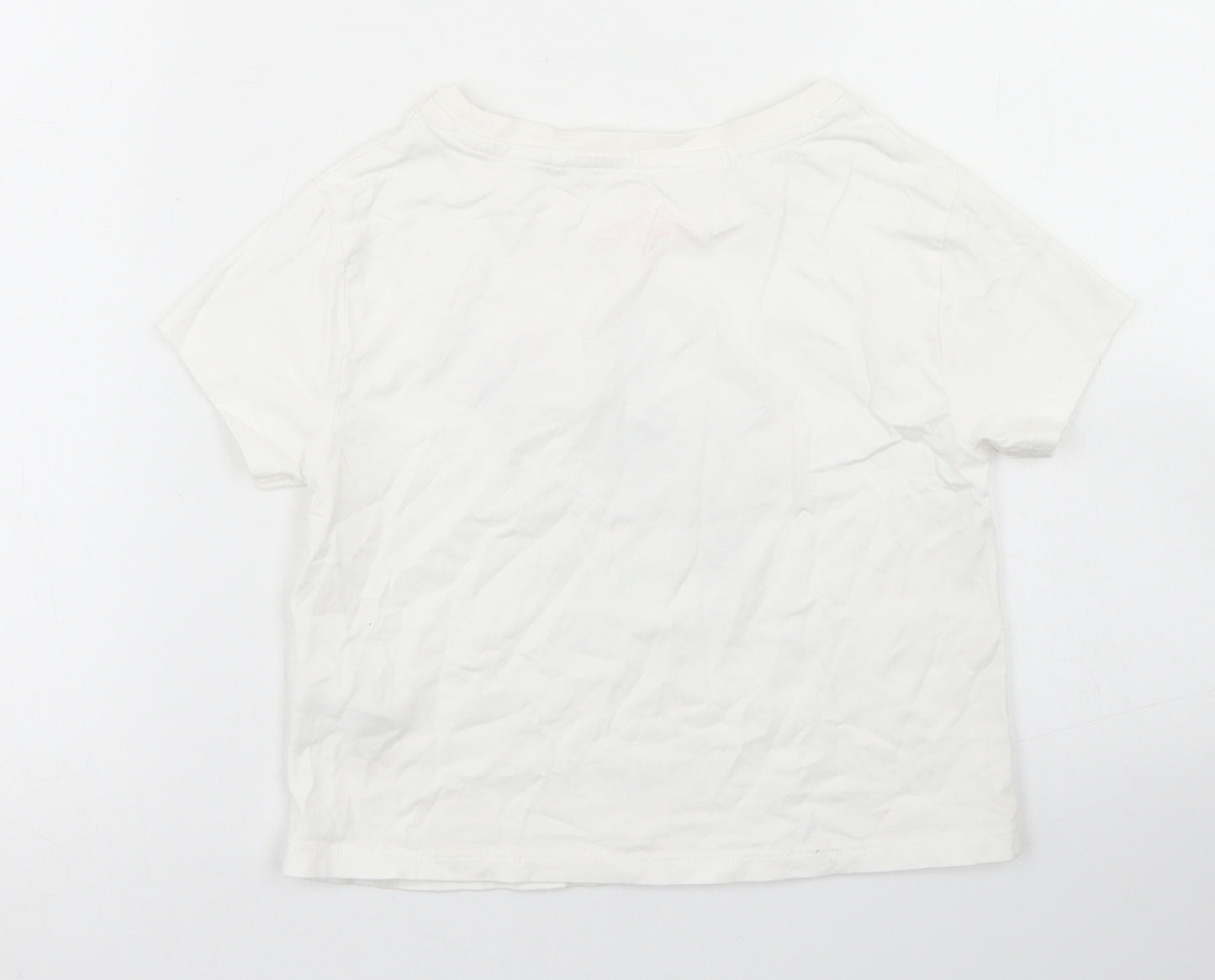 NEXT Girls White  Cotton Basic T-Shirt Size 3 Years Crew Neck  - Selfies for days