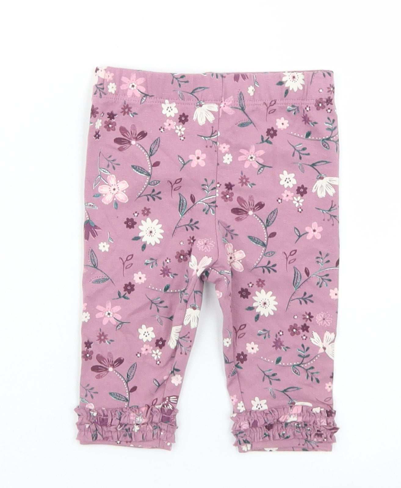 George Girls Purple Floral Cotton Capri Trousers Size 0-3 Months   - Leggings