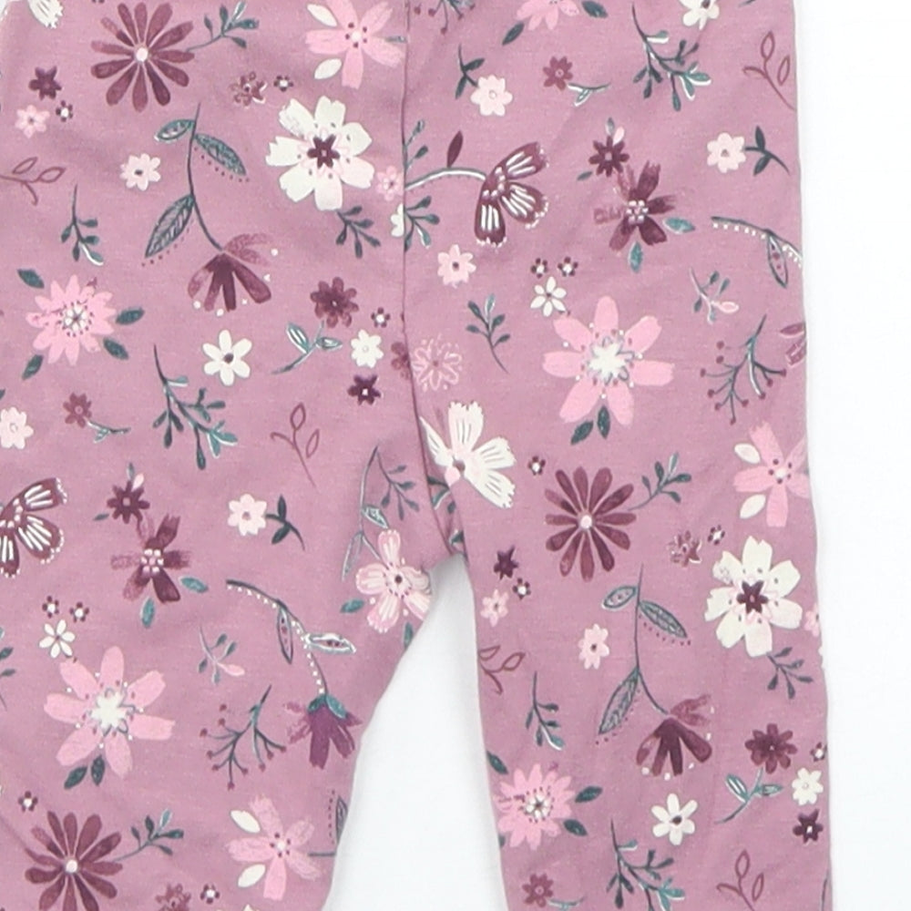 George Girls Purple Floral Cotton Capri Trousers Size 0-3 Months   - Leggings