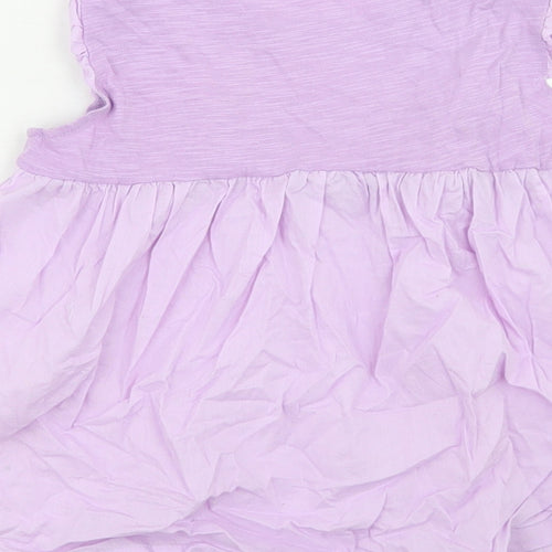 United Colors of Benetton Girls Purple  Cotton Basic Blouse Size 4-5 Years Round Neck  - Peplum
