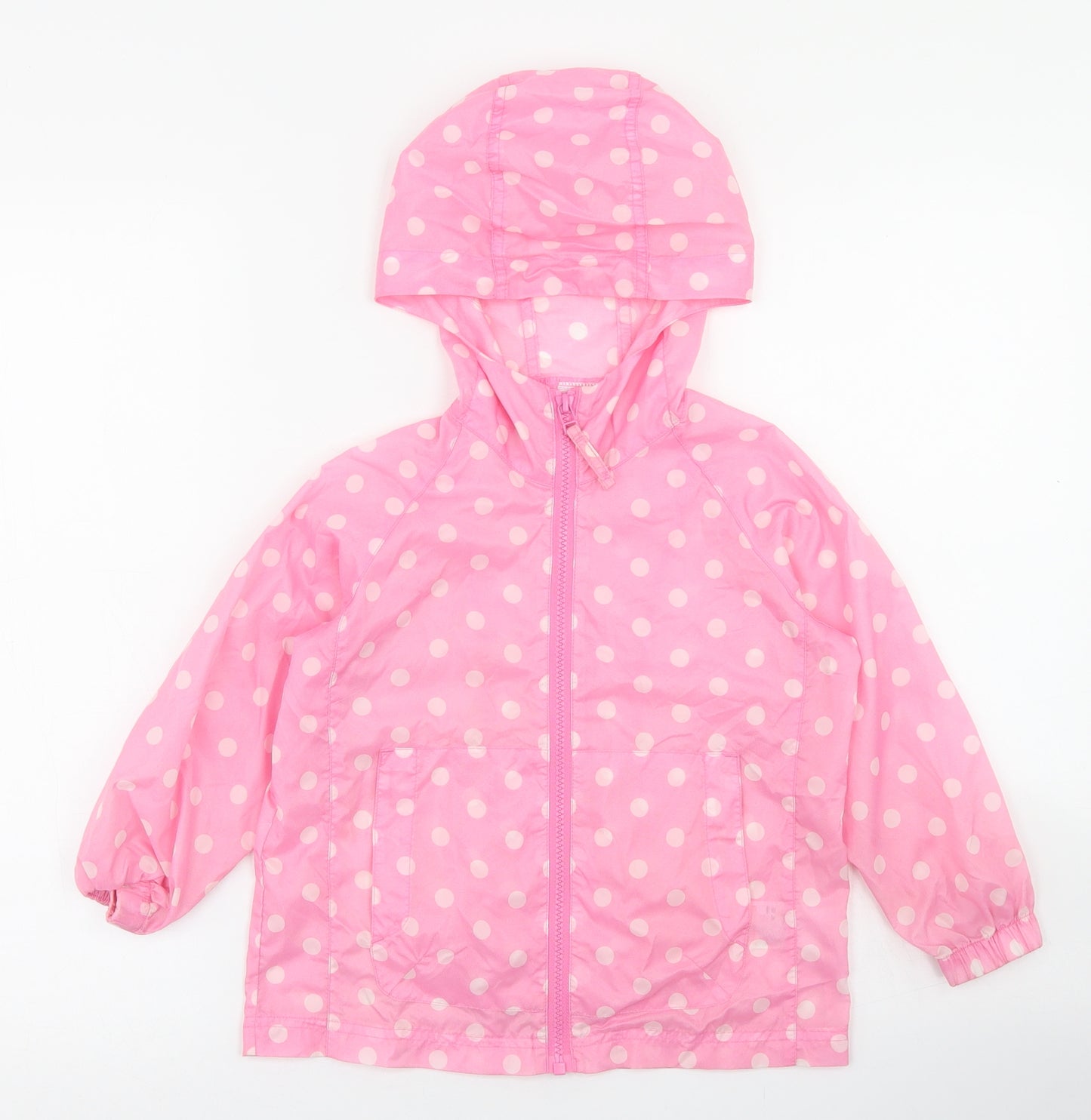 NEXT Girls Pink Polka Dot  Rain Coat Jacket Size 3-4 Years  Zip
