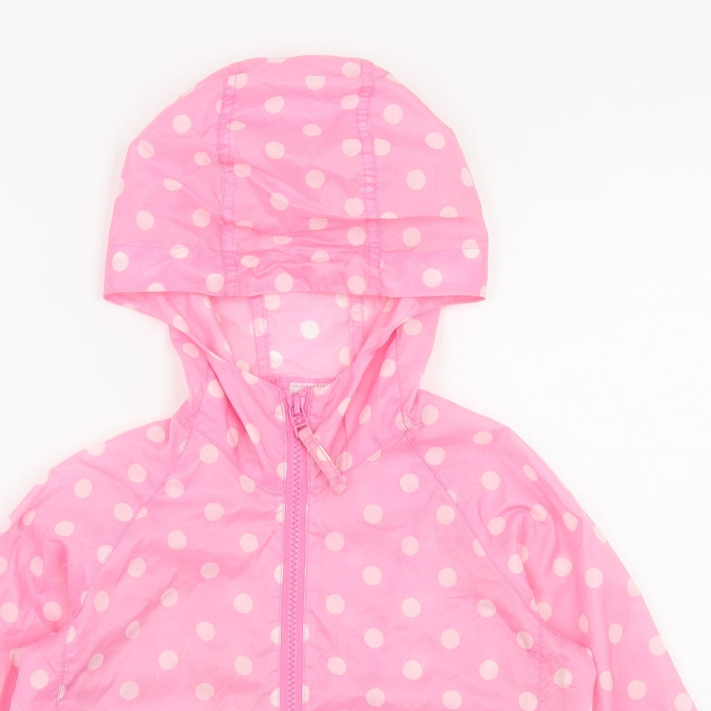 NEXT Girls Pink Polka Dot  Rain Coat Jacket Size 3-4 Years  Zip