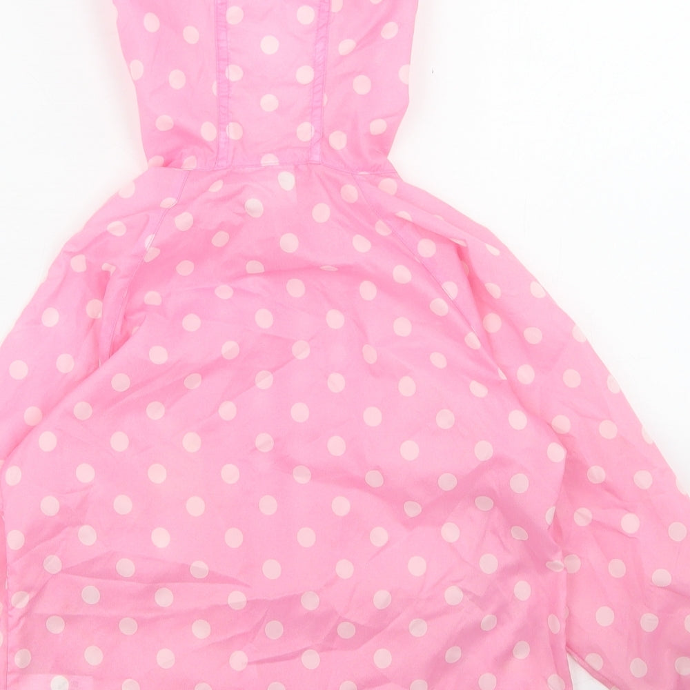 NEXT Girls Pink Polka Dot  Rain Coat Jacket Size 3-4 Years  Zip