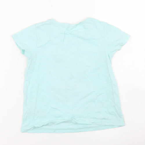 NEXT Girls Blue  Cotton Basic T-Shirt Size 4-5 Years Crew Neck  - Toucan