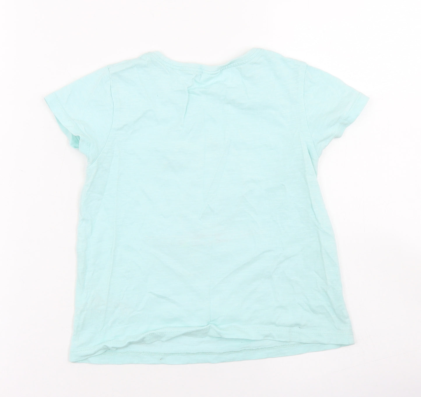 NEXT Girls Blue  Cotton Basic T-Shirt Size 4-5 Years Crew Neck  - Toucan