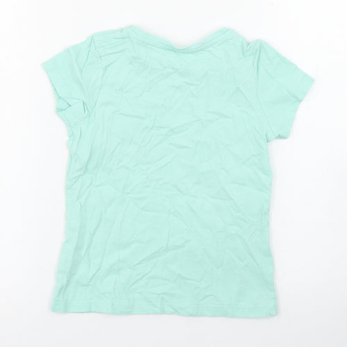 George Girls Blue  Cotton Basic T-Shirt Size 5-6 Years Crew Neck  - Chest Pocket