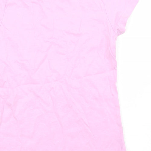George Girls Purple  Cotton Basic T-Shirt Size 5 Years Crew Neck  - Chest Pocket