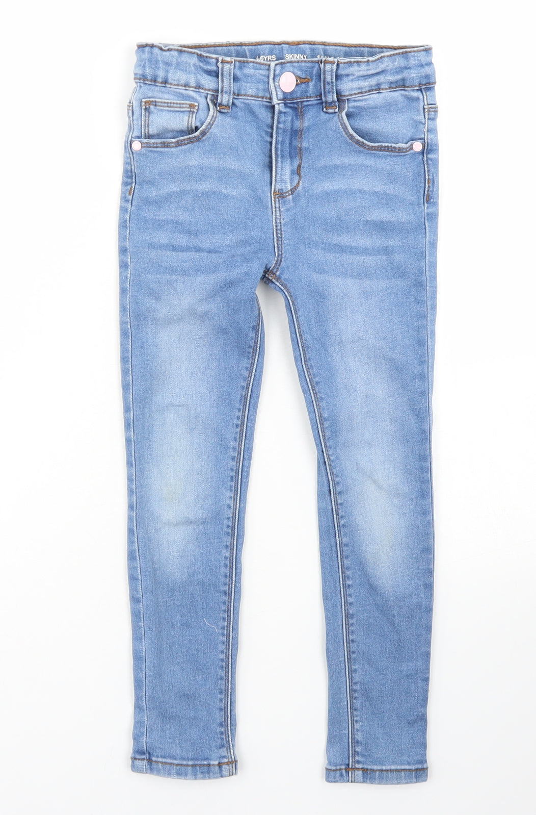 Denim Co Girls Blue  Cotton Skinny Jeans Size 5-6 Years  Regular Button