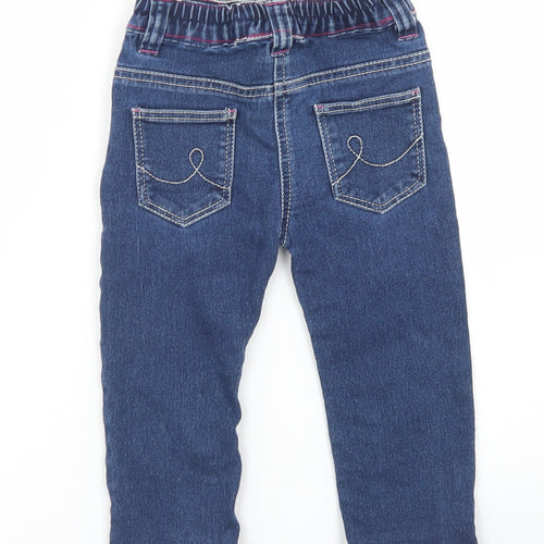 Young Dimensions Girls Blue  Cotton Cargo Jeans Size 18-24 Months  Snap