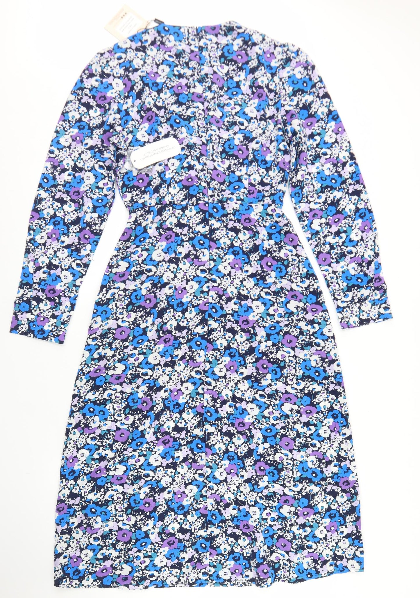Girl in Mind Womens Blue Floral Polyester Skater Dress  Size 8  Round Neck Zip