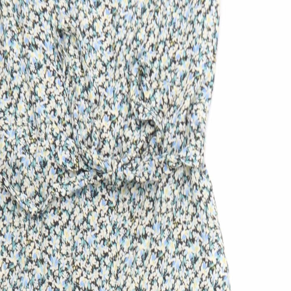 New Look Womens Blue Floral Viscose Jumpsuit One-Piece Size 10 L20 in