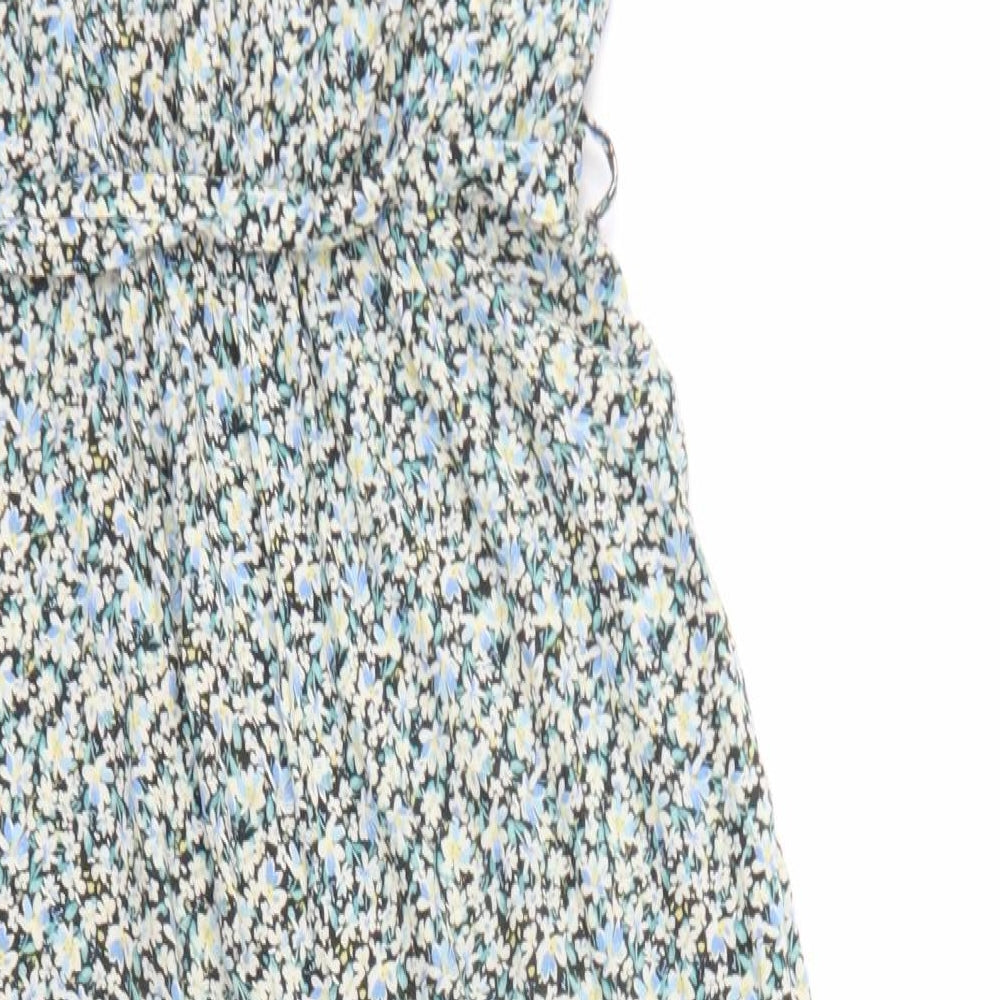 New Look Womens Blue Floral Viscose Jumpsuit One-Piece Size 10 L20 in