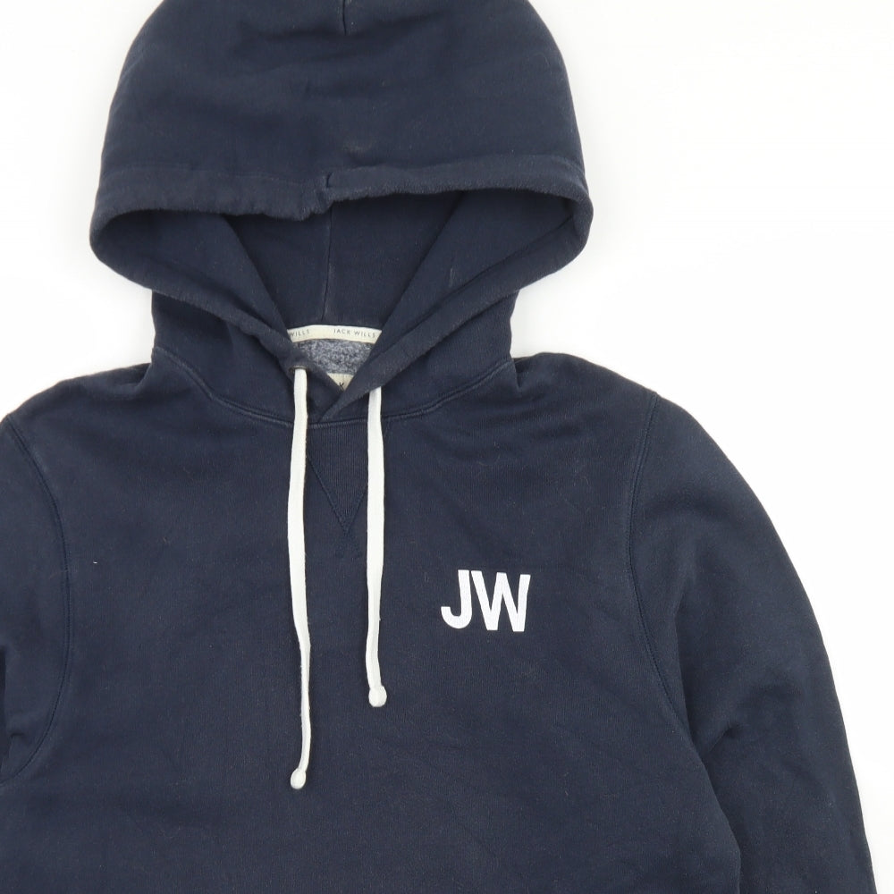 Jack Wills Mens Blue  Cotton Pullover Hoodie Size L