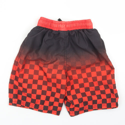 George Boys Red Check Polyester Sweat Shorts Size 6-7 Years  Regular Drawstring - Cars Lightning Mcqueen