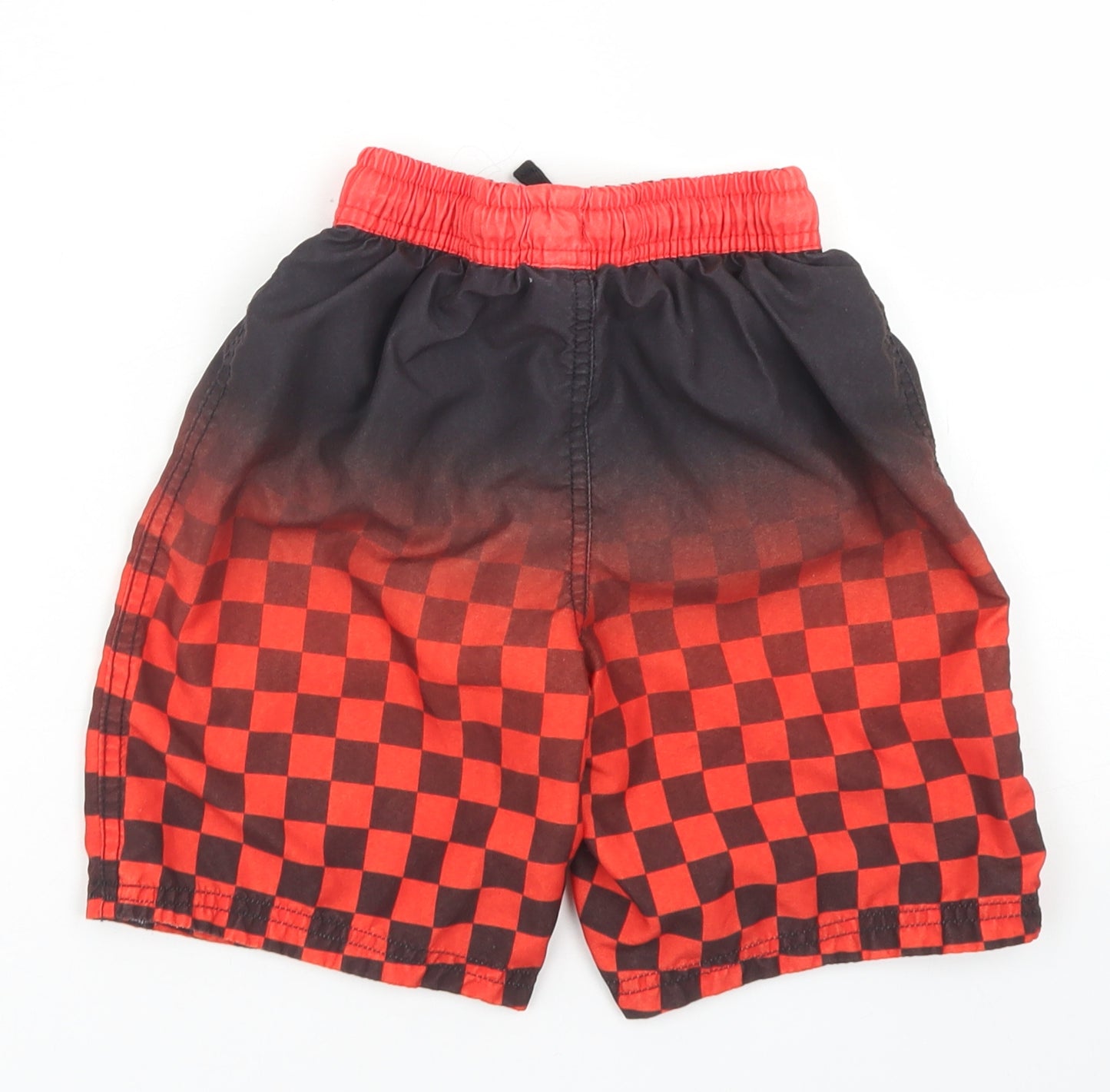 George Boys Red Check Polyester Sweat Shorts Size 6-7 Years  Regular Drawstring - Cars Lightning Mcqueen