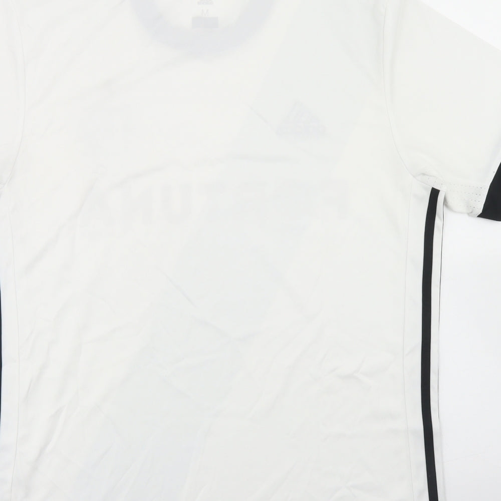 adidas Mens White  Polyester  T-Shirt Size M Crew Neck