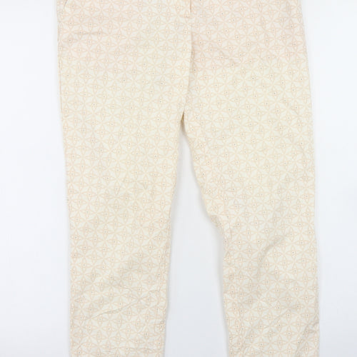 H&M Womens Pink Geometric Polyester Pedal Pusher Trousers Size 6 L27 in Regular Hook & Eye