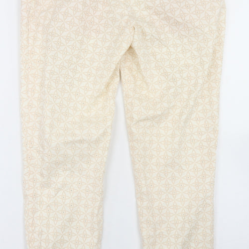 H&M Womens Pink Geometric Polyester Pedal Pusher Trousers Size 6 L27 in Regular Hook & Eye