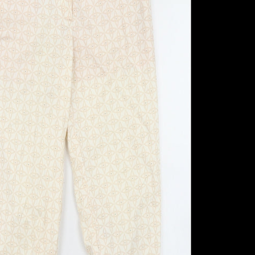 H&M Womens Pink Geometric Polyester Pedal Pusher Trousers Size 6 L27 in Regular Hook & Eye