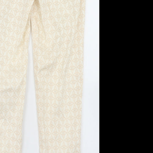 H&M Womens Pink Geometric Polyester Pedal Pusher Trousers Size 6 L27 in Regular Hook & Eye