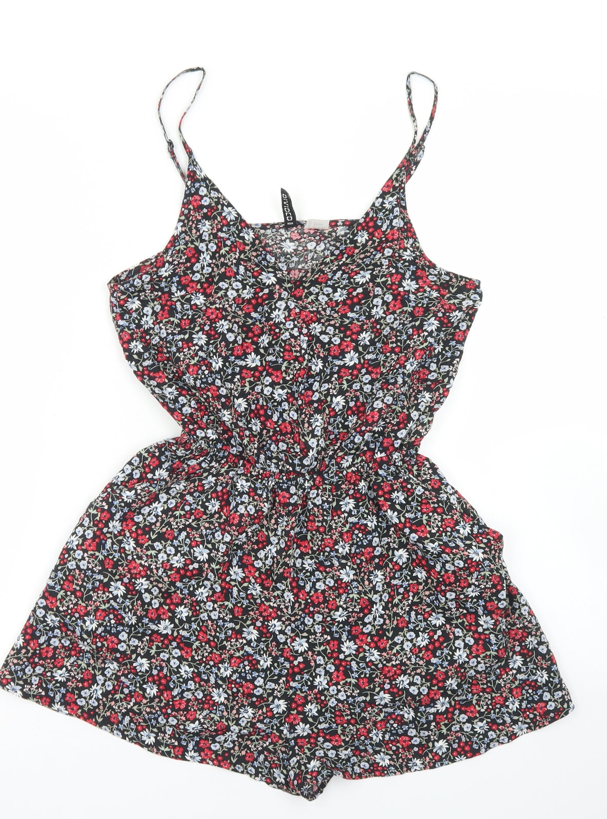 Divided Womens Black Floral Viscose Playsuit One-Piece Size 6