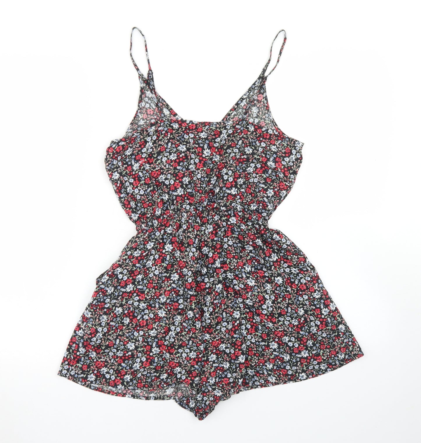 Divided Womens Black Floral Viscose Playsuit One-Piece Size 6