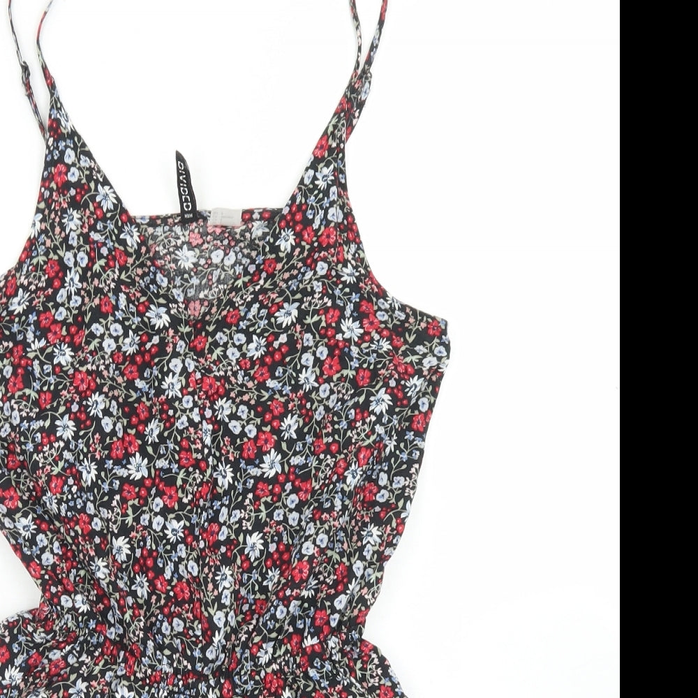Divided Womens Black Floral Viscose Playsuit One-Piece Size 6