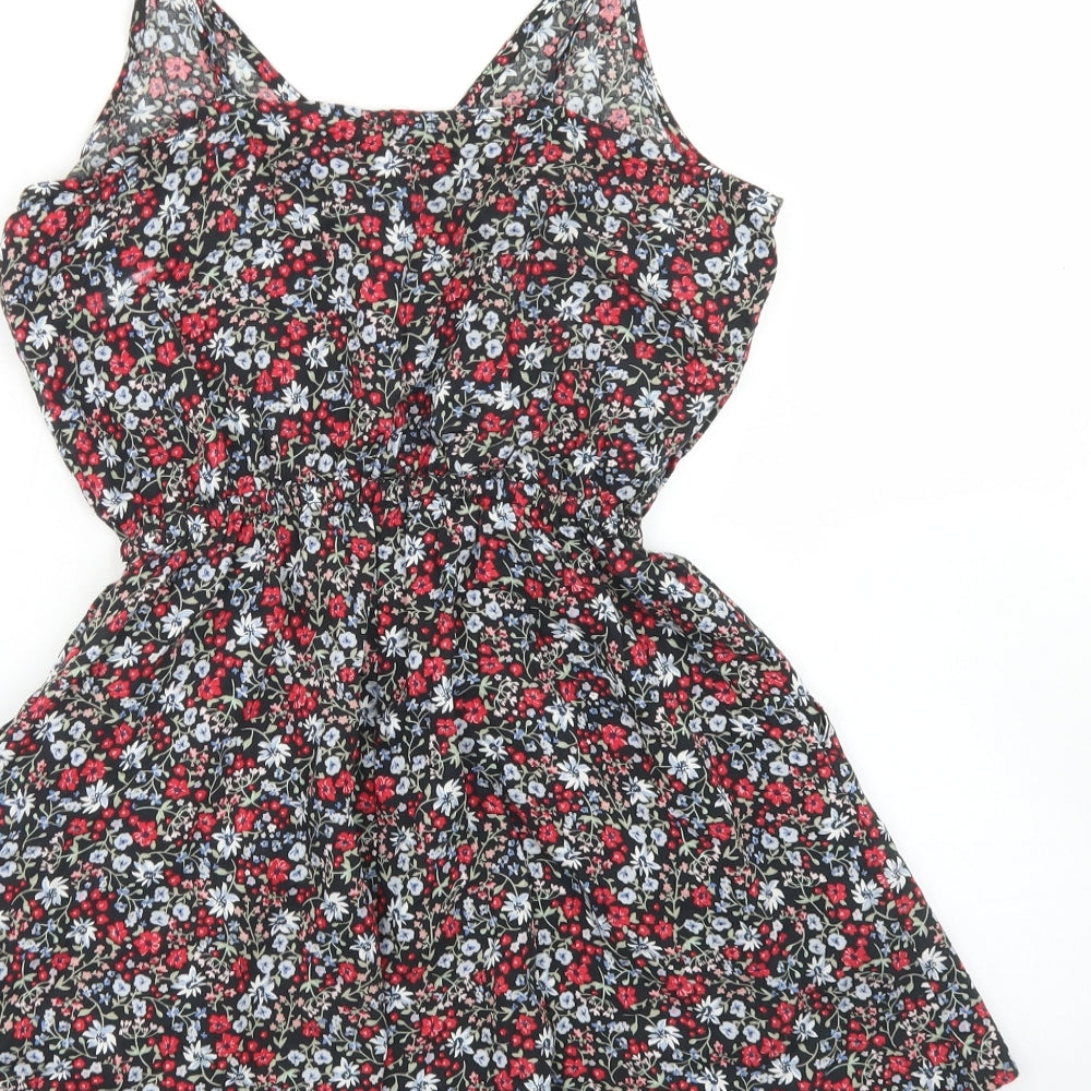 Divided Womens Black Floral Viscose Playsuit One-Piece Size 6