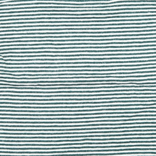Primark Womens Green Striped Viscose Cropped T-Shirt Size XS Crew Neck - The Grinch
