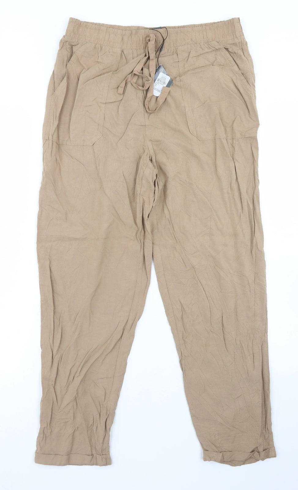 Primark Womens Brown  Viscose Trousers  Size 12 L25 in Regular