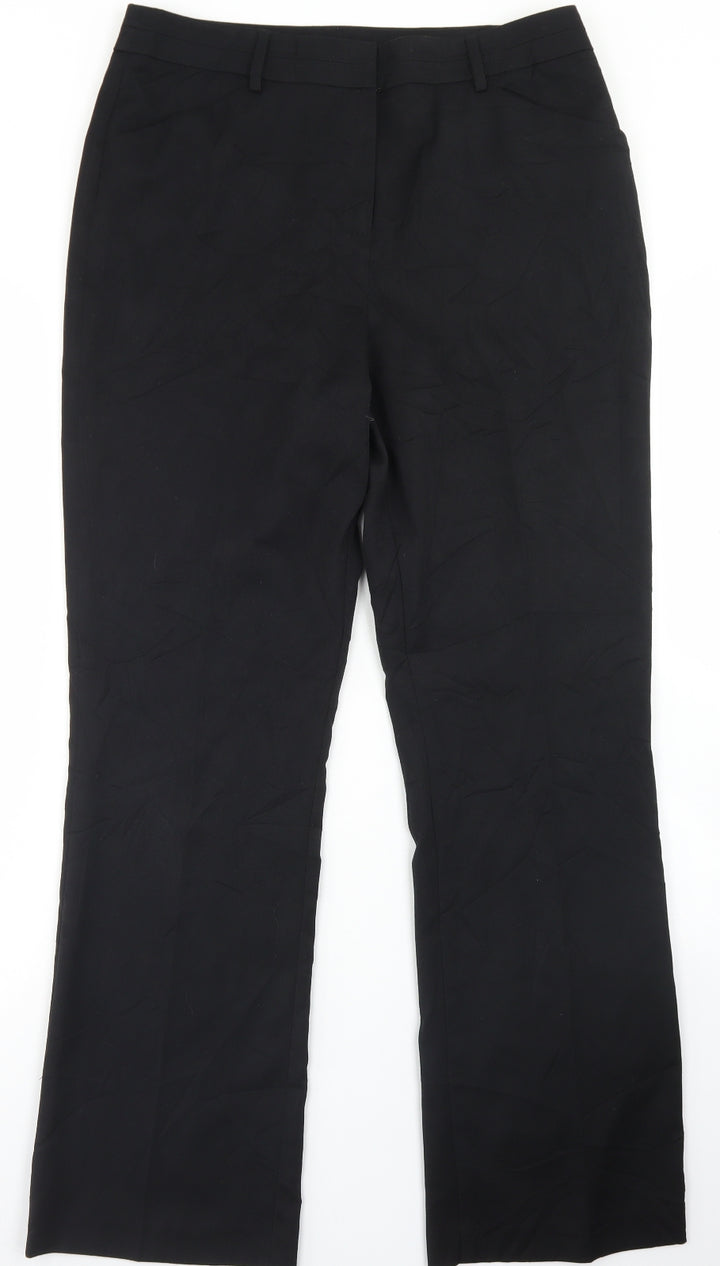 TU Womens Black Polyester Dress Pants Trousers Size 12 L30 in Regular Hook & Eye