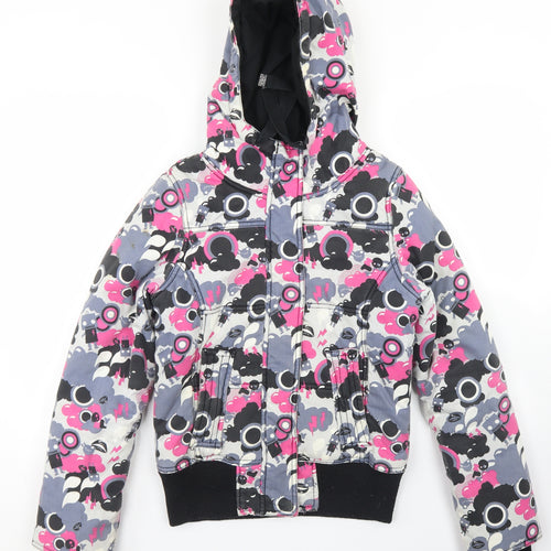 Only Womens Pink Paisley  Parka Coat Size S  Zip